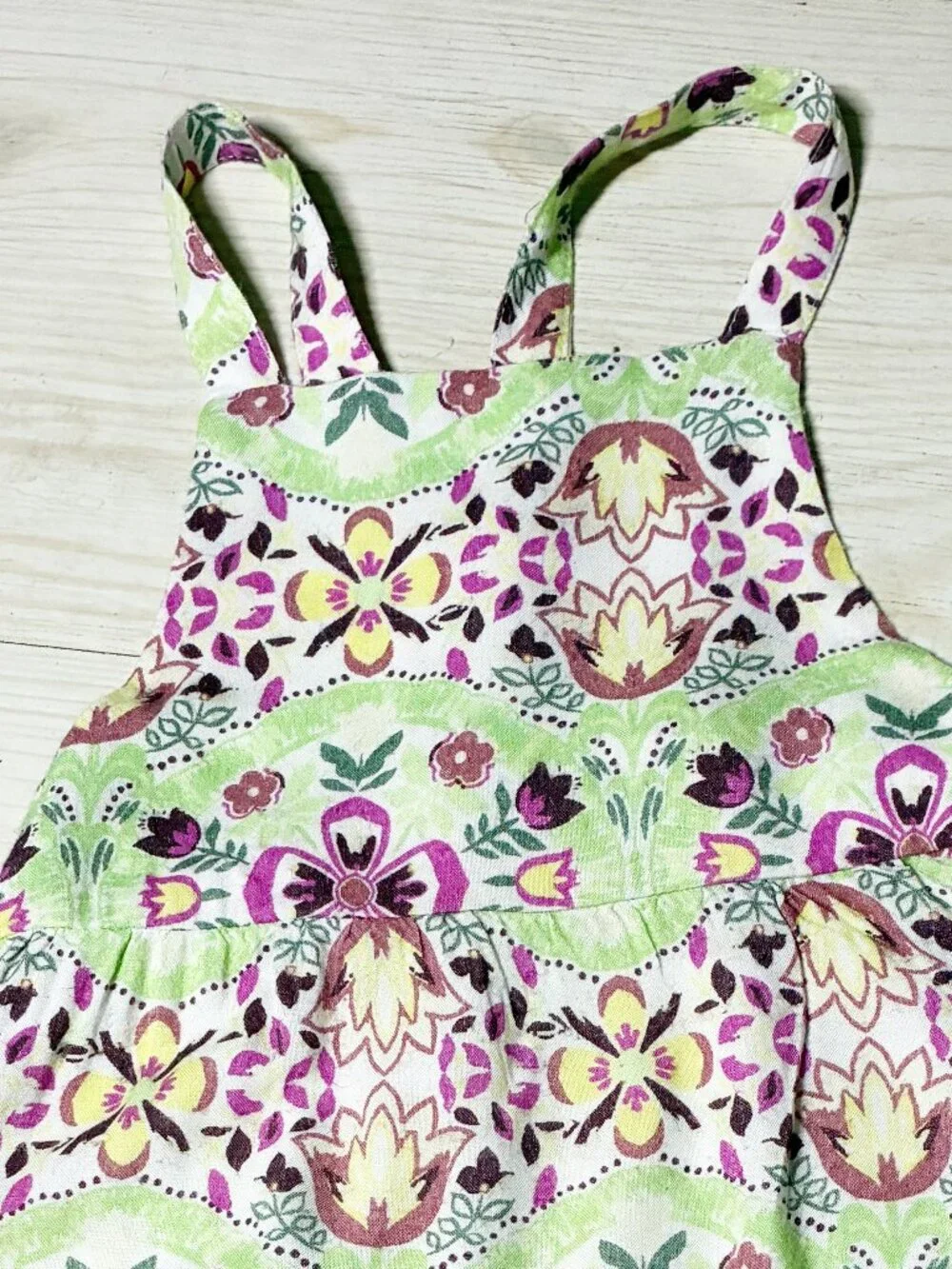 Peek Toddler Floral Tile Harem Romper Jumpsuit Green Purple Girls 18-24 Months